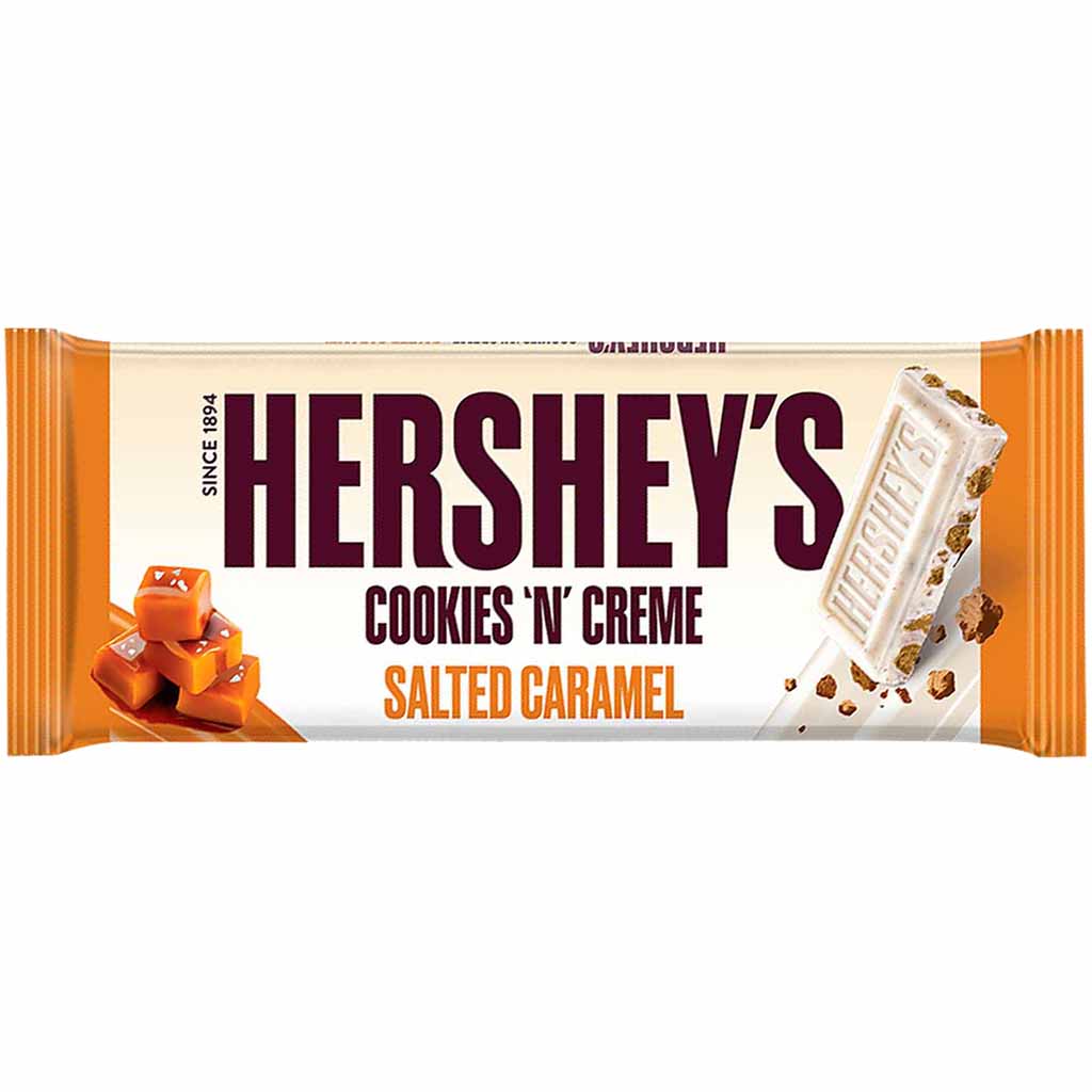 Hersheys Cookies N Creme salted Caramel Schokolade Riegel 24x90g = 2160g MHD:23.7.25