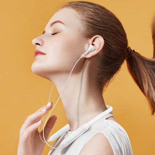 In-Ear Bluetooth 5.0 HiFi Audio Sport Kopfhörer mit magnetischem Nackenbügel (90mAh) - Weiss