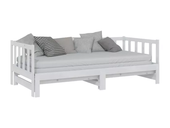 Lit coulissant Blanc 2x(90x200) cm Bois de pin massif