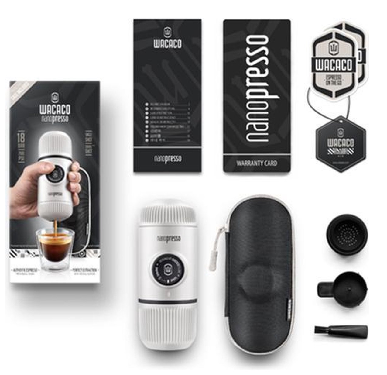 Wacaco Nanopresso draagbare espressomachine met hoes - White