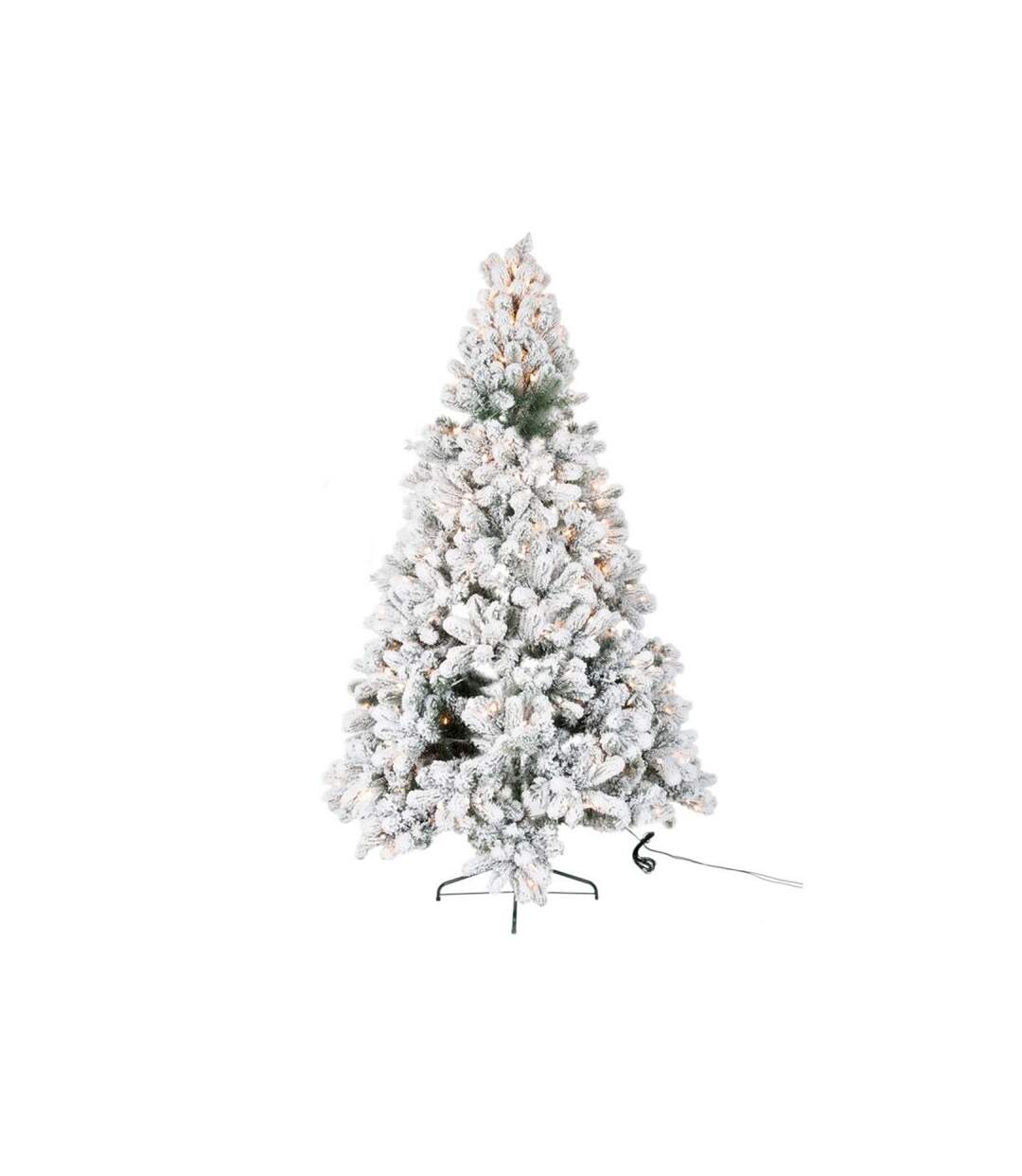 Paris Prix - Sapin De Noël à Led enneigé 185cm Vert & Blanc