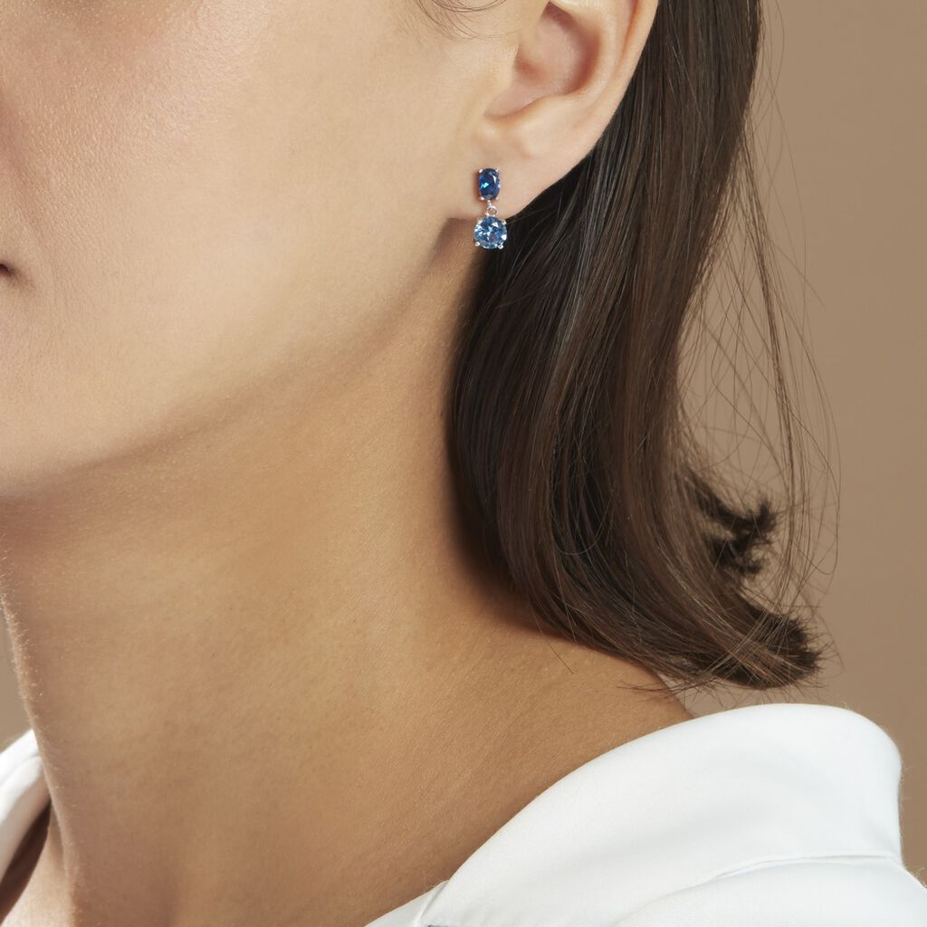 Boucles D'oreilles Pendantes Argent Blanc Brenna Oxydes De Zirconium