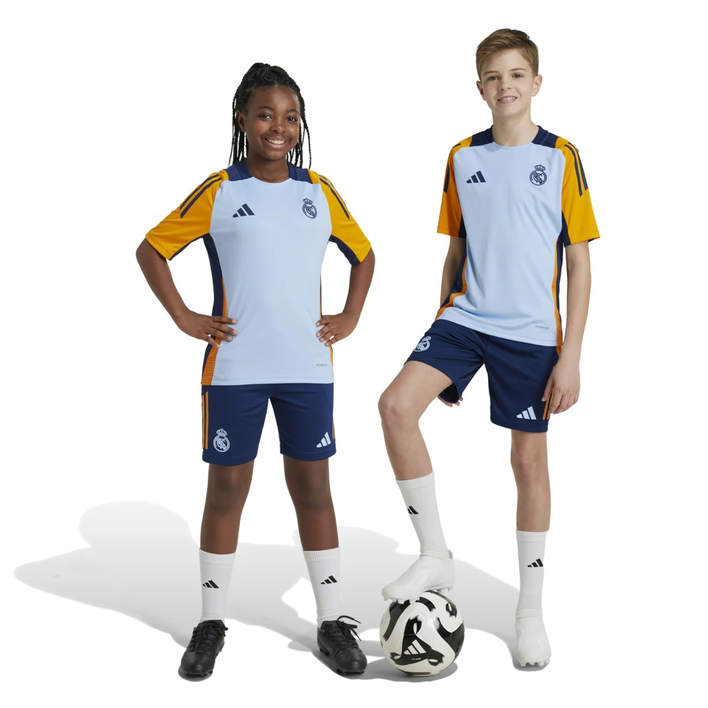 Adidas Real Madrid Trainingsbroekje 2024-2025 Kids Donkerblauw Oranje Lichtblauw