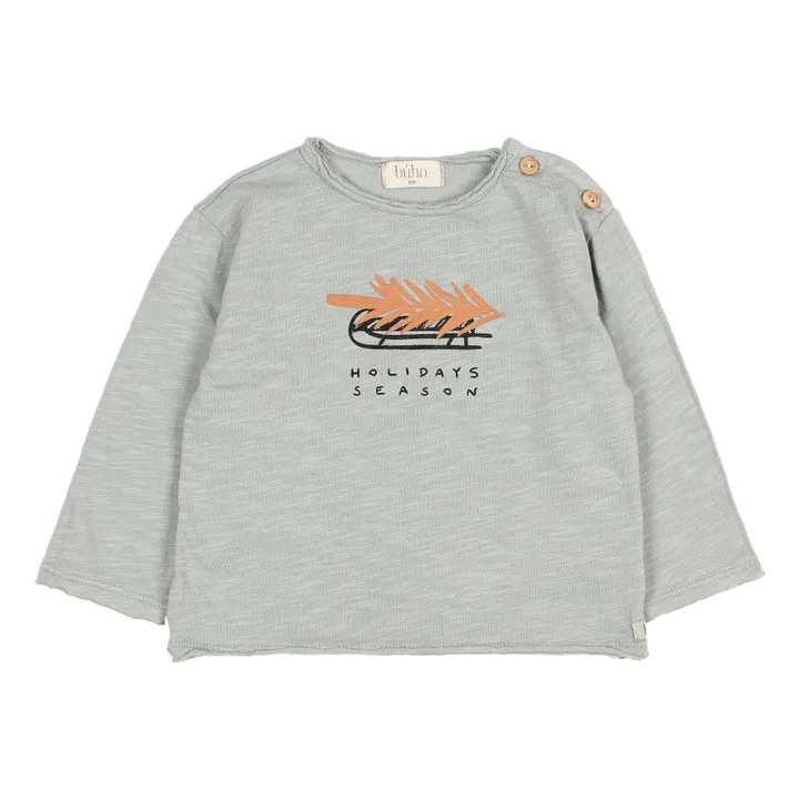 Búho T-Shirt Coton Bio Flammé Holidays | Bleu gris