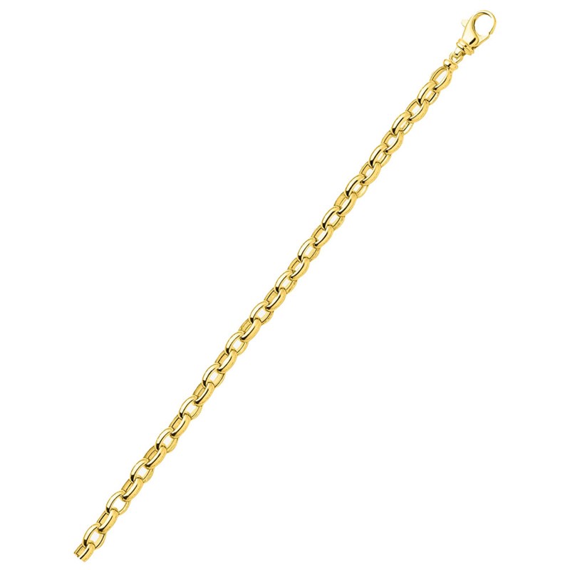 Bracelet Femme 18 cm - Jaseron ovale - Or 18 Carats - Largeur 5 mm
