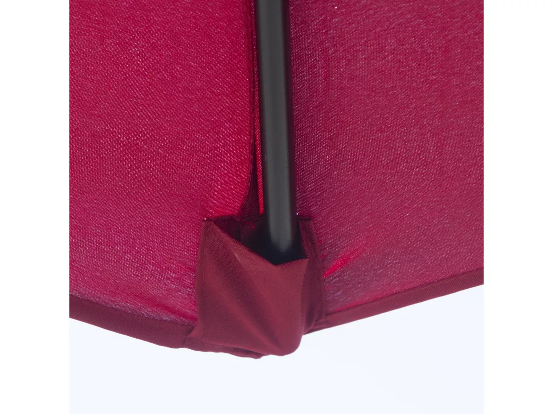 Parasol en métal rond polyester 180g/m² manivelle inclinable Ø 3 x 2,45 m bordeaux