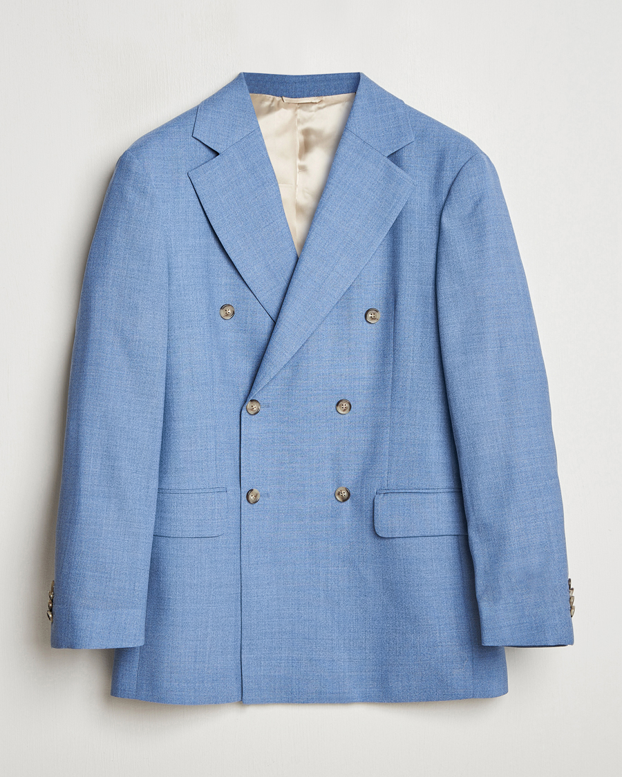GANT Mouline Wool Double Breasted Suit Jacket Salty Sea