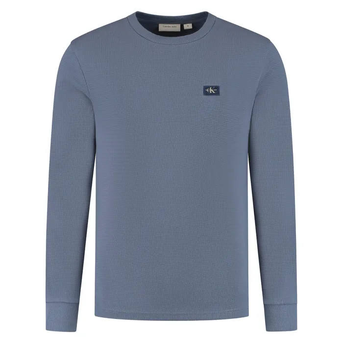 Calvin Klein Woven Label Waffle Longsleeve Shirt Heren