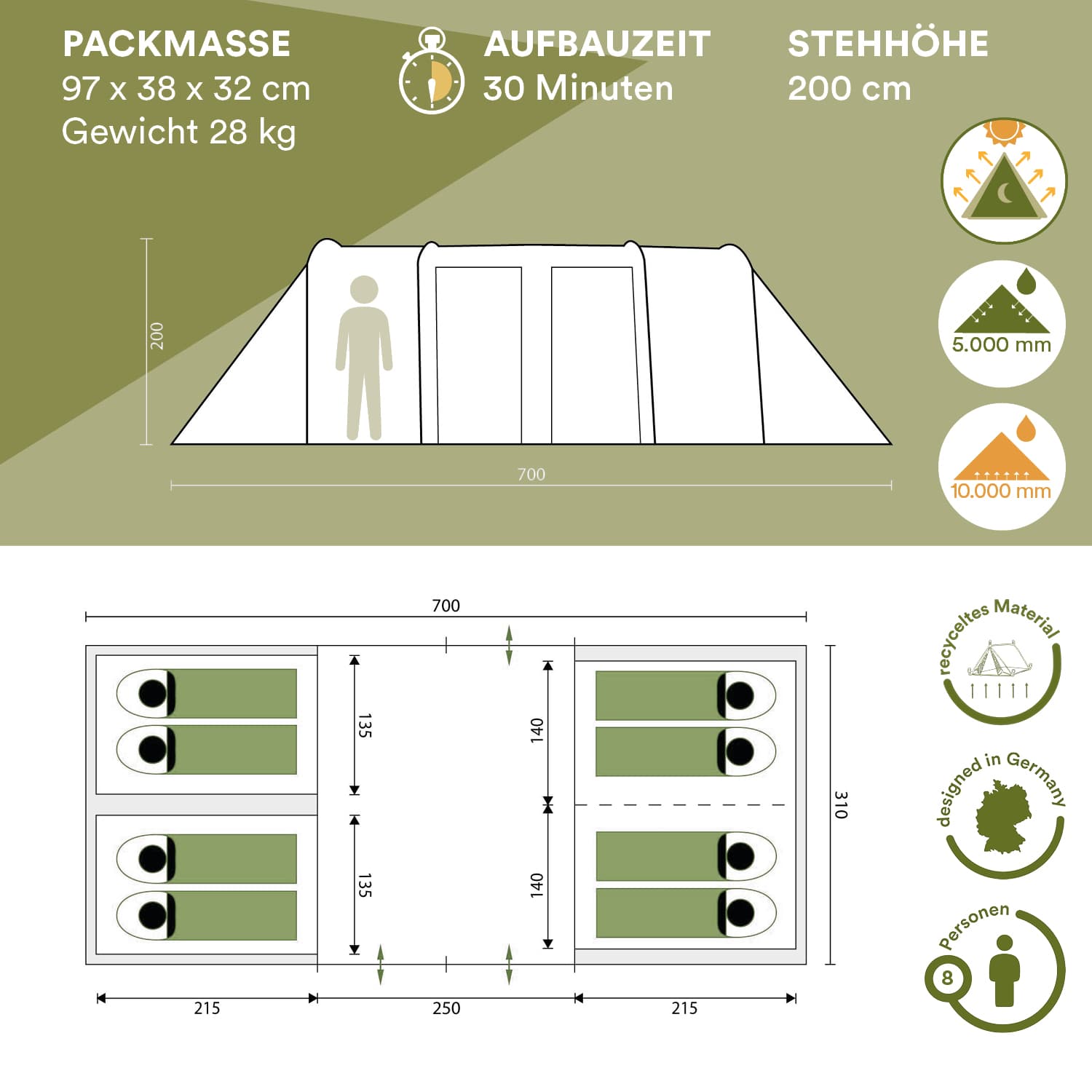 Skandika Montana 8 Sleeper Protect Tunneltent