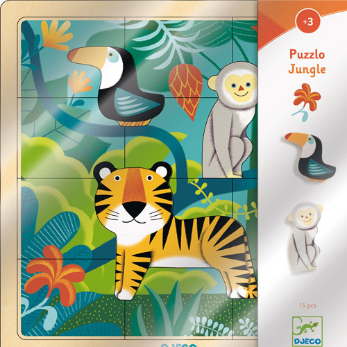 Djeco houten puzzel jungle (15st)