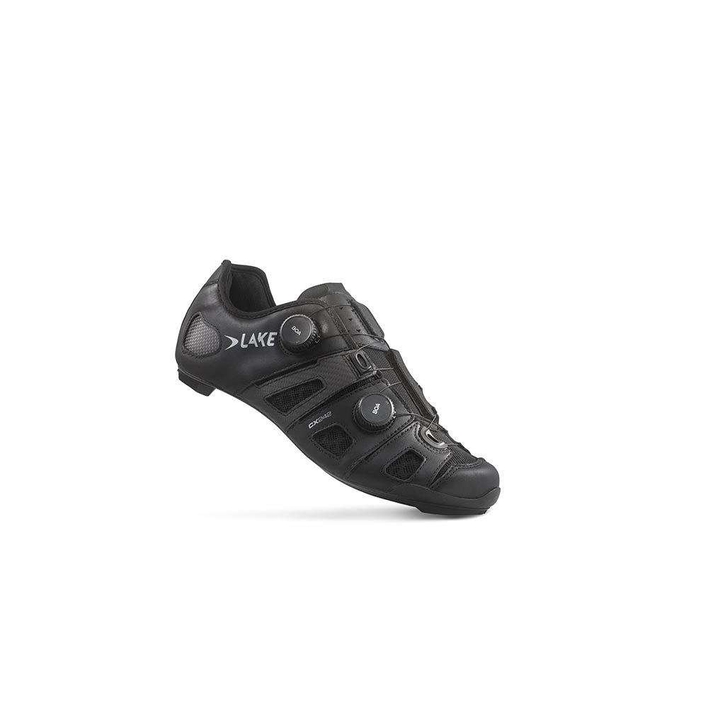 Lake CX242 Wide Wielrenschoenen Zwart/Zilver Heren