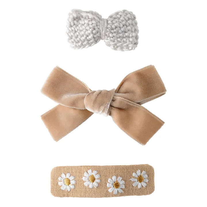 Gentil Coquelicot Barettes Beige - Set de 3