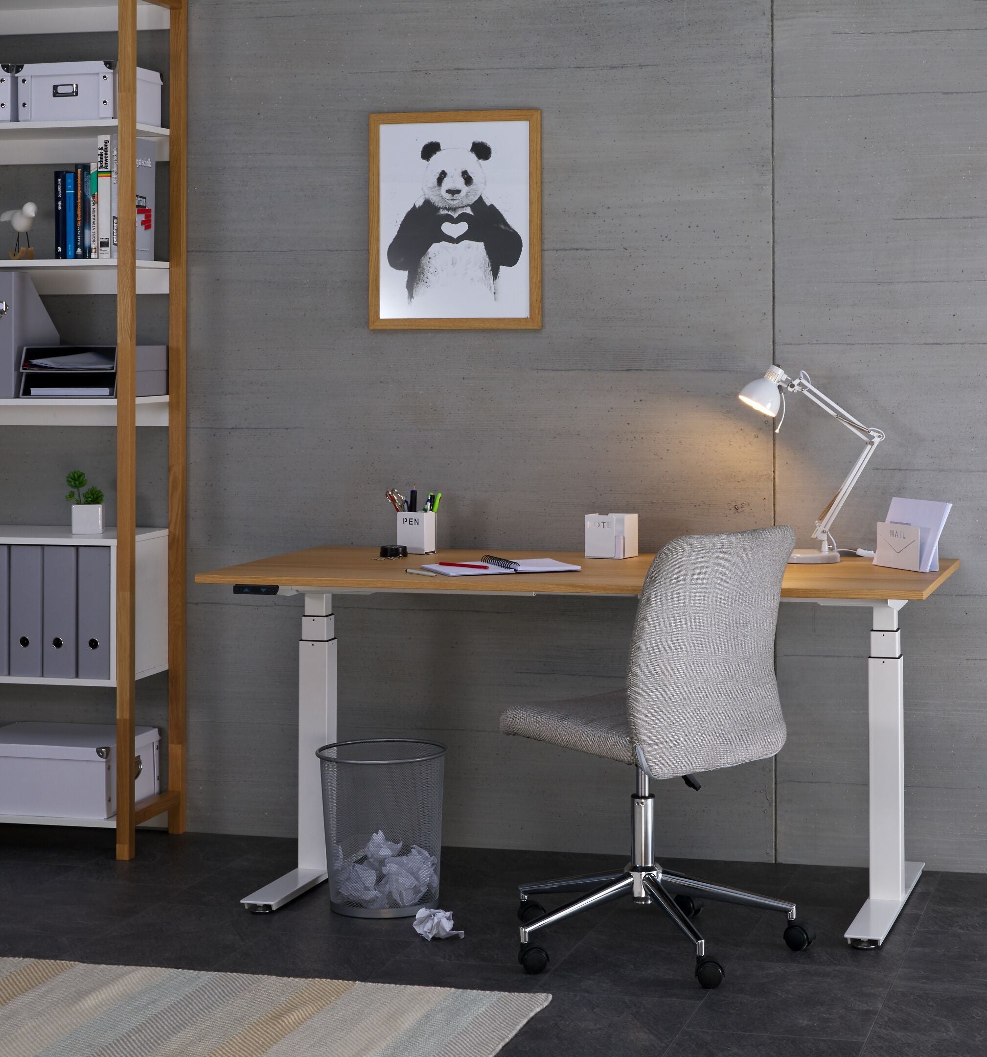 FLEXCUBE PROFI Schreibtisch höhenverstellbar - Schwarz / B: 180.0 cm x T: 80.0 cm x H: 67.0 cm
