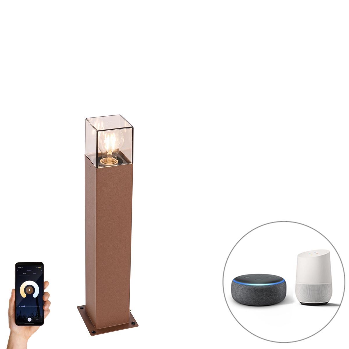 Smart staande buitenlamp roestbruin 50 cm incl. Wifi P45 - Denmark