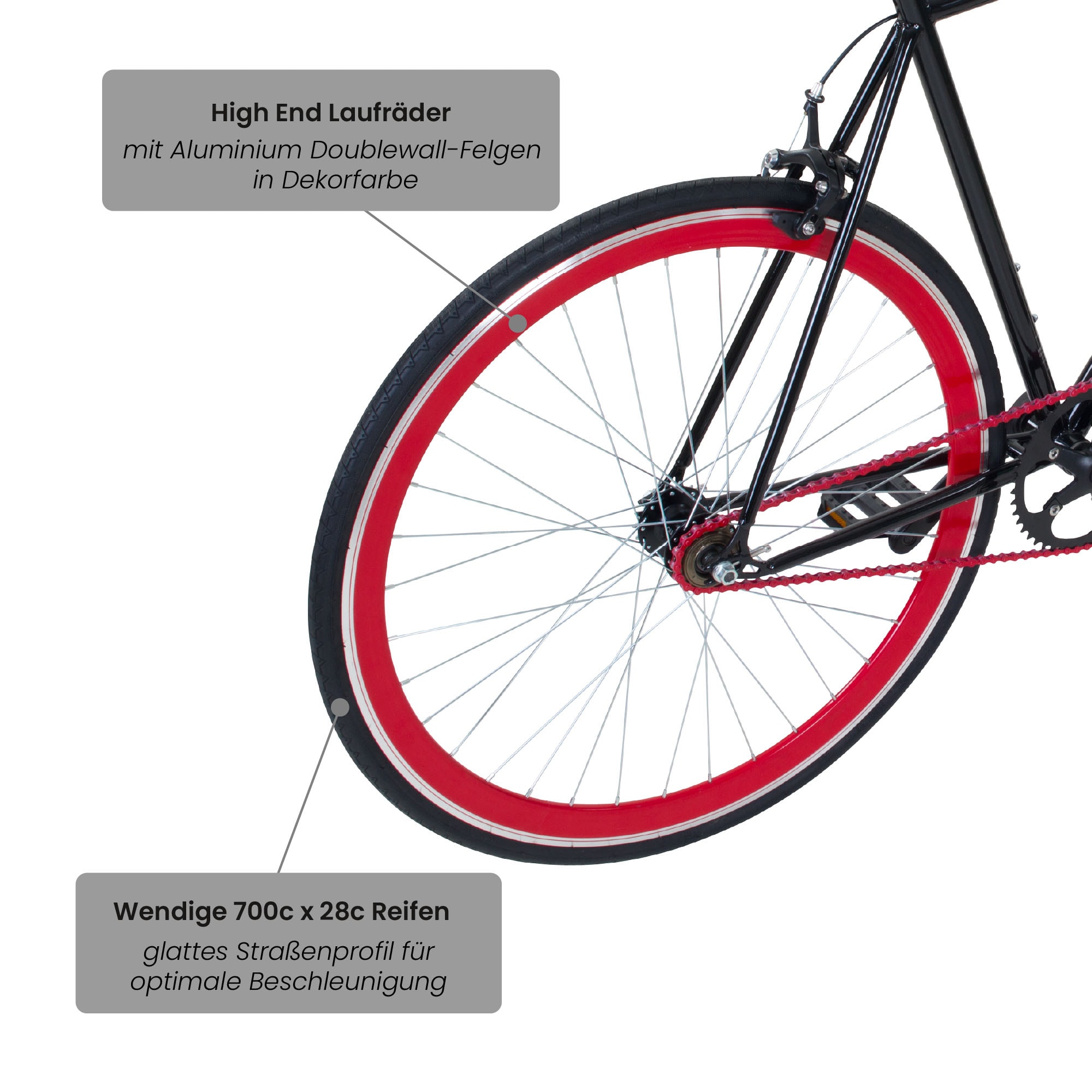 Galano Blade Fixie Fahrrad 28 Zoll Singlespeed 165 - 195 cm retro Urban Bike mit Flip Flop Nabe für Fixed Gear und Freilauf