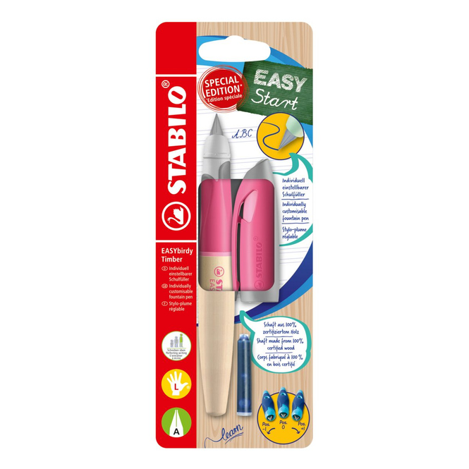 STABILO EASYbirdy Timber  Füllhalter - für Linkshänder - rosa