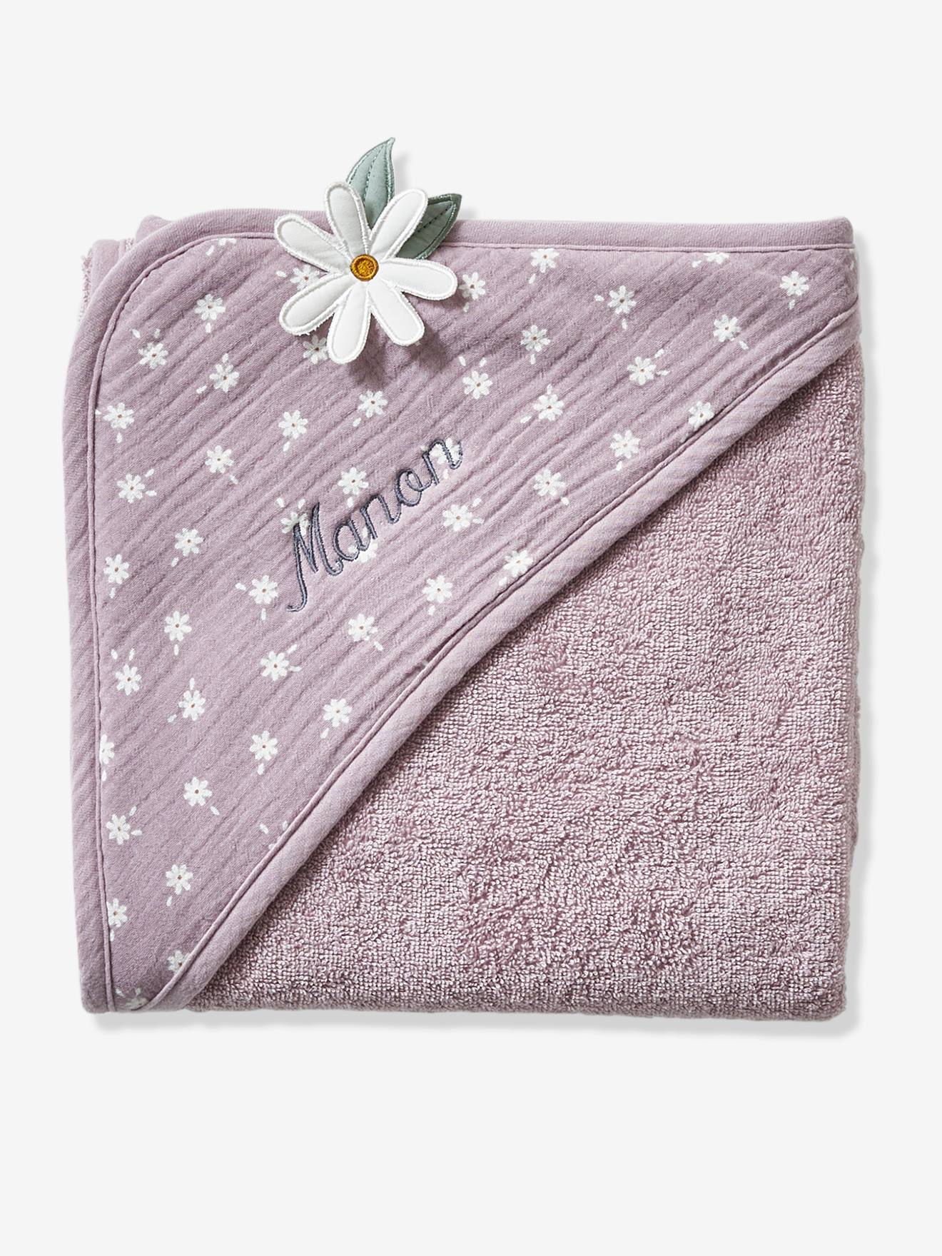 Capa de banho para bebê Sweet Provence personalizável, violeta médio, lisa com estampas.