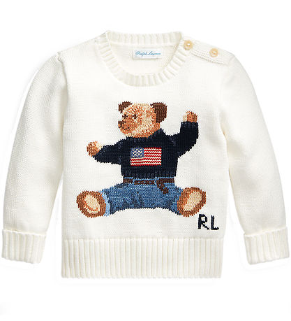 Polo Ralph Lauren Bluse - Strick - Weiß m. Kuscheltier