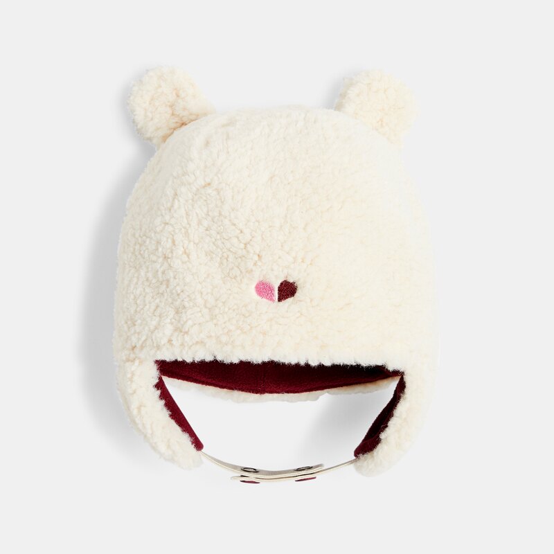 Bonnet bébé fille sherpa à oreilles Catimini Blanc