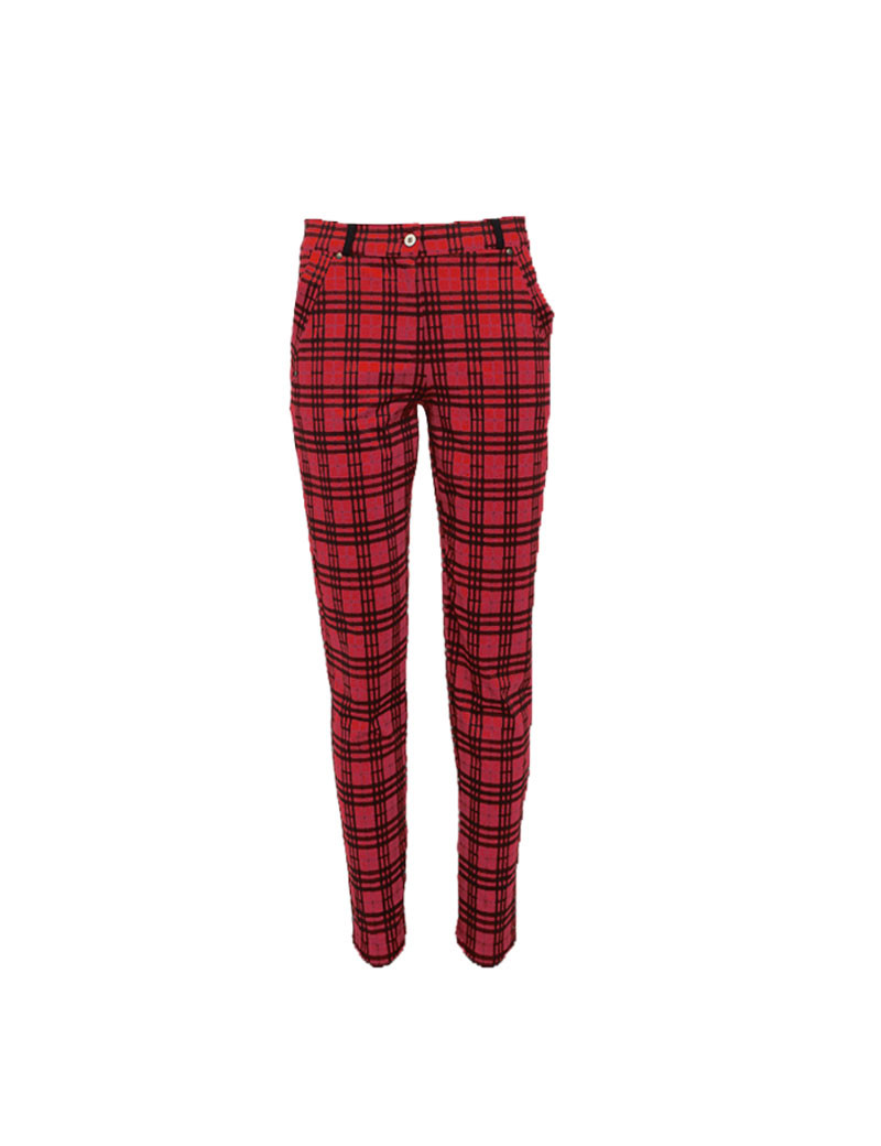 HBT PALACE - CHRISTINA PANTALON CITY ROUGE TARTAN