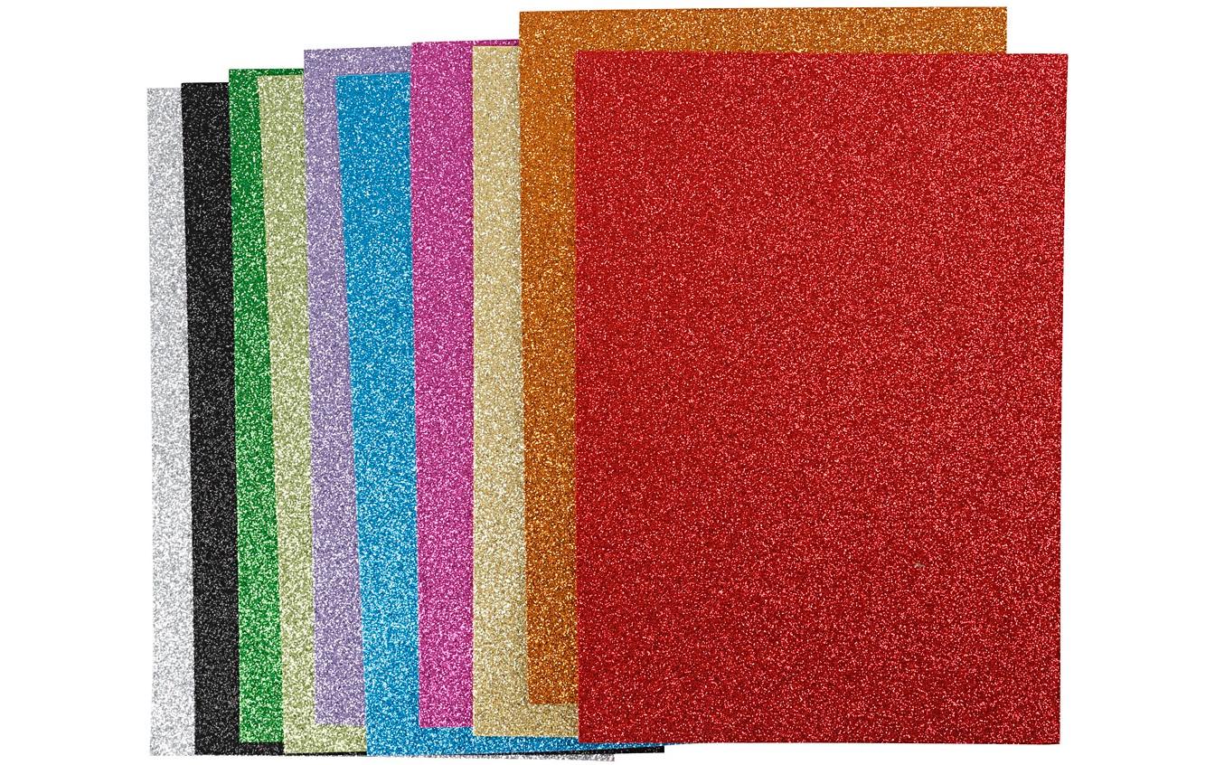 Moosgummi-Set A4, Mehrfarbig, 10 BlattMoosgummi mit Glitteroberfläche
