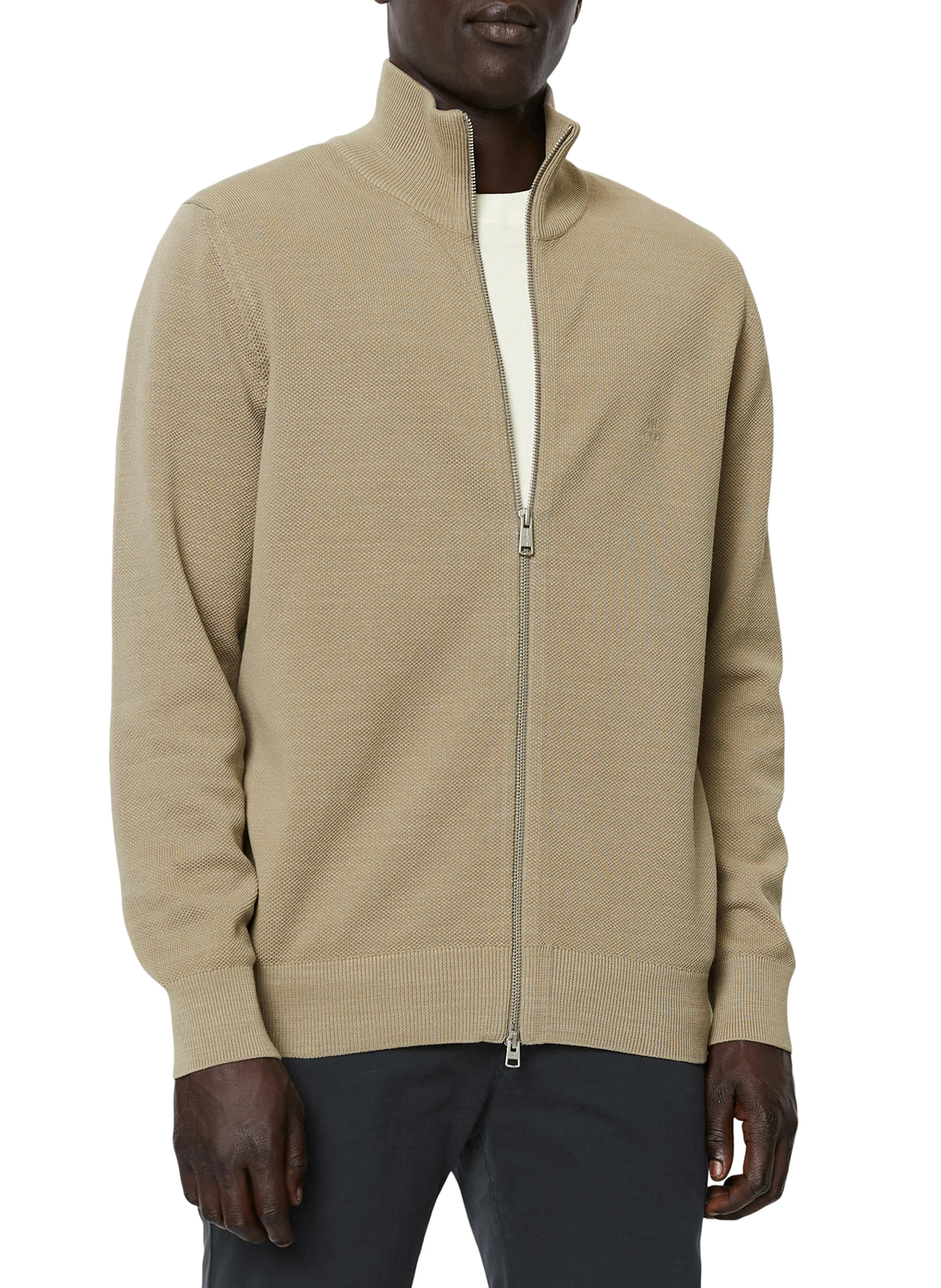 Gilet col montant en coton bio | Beige