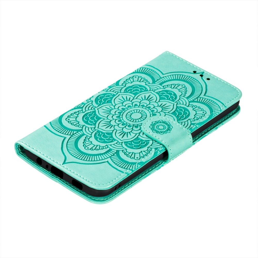Samsung Galaxy A52s 5G / A52 (5G) Leder Tasche Wallet - Mandala Flowers Imprint - Türkis