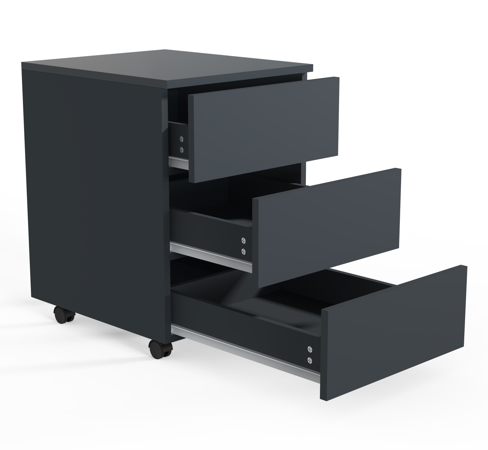 Rollcontainer DALOSA - anthrazit - 3 Schubladen - 39x45 cm