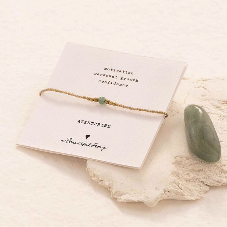 A Beautiful Story Iris Card Aventurine Bracelet GC Gold