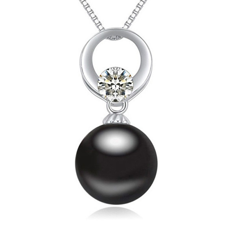Pendentif Perle Noire et Cubic Zirconia