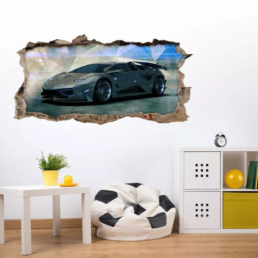 Nikima Wandtattoo 106 Wandtattoo Sportwagen schwarz - Loch in der Wand schwarz