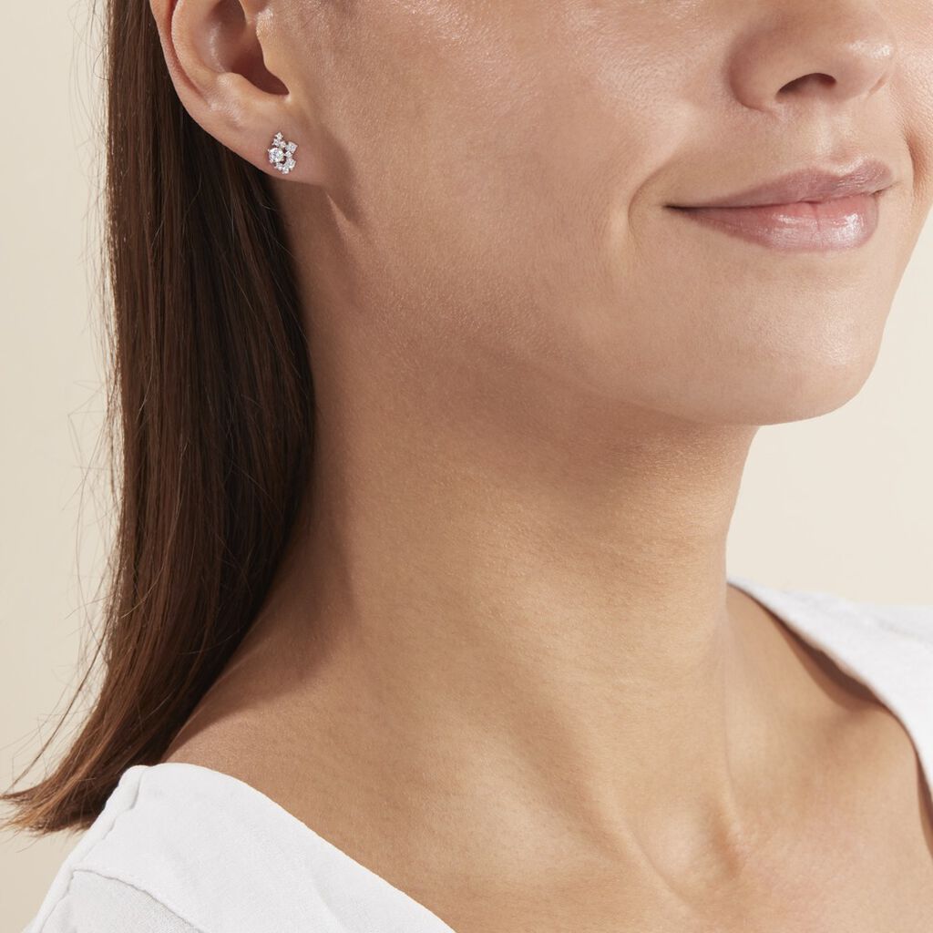 Boucles D'oreilles Pendantes Amissa Argent Blanc Oxyde De Zirconium