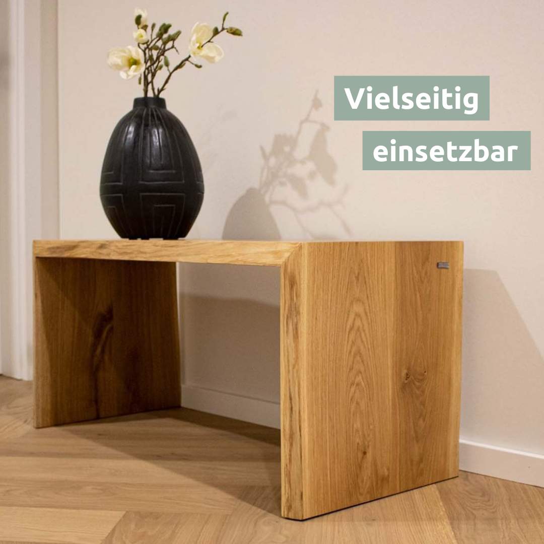 holz4home® Massivholz Hocker I Bank aus Eiche mit Baumkante | L