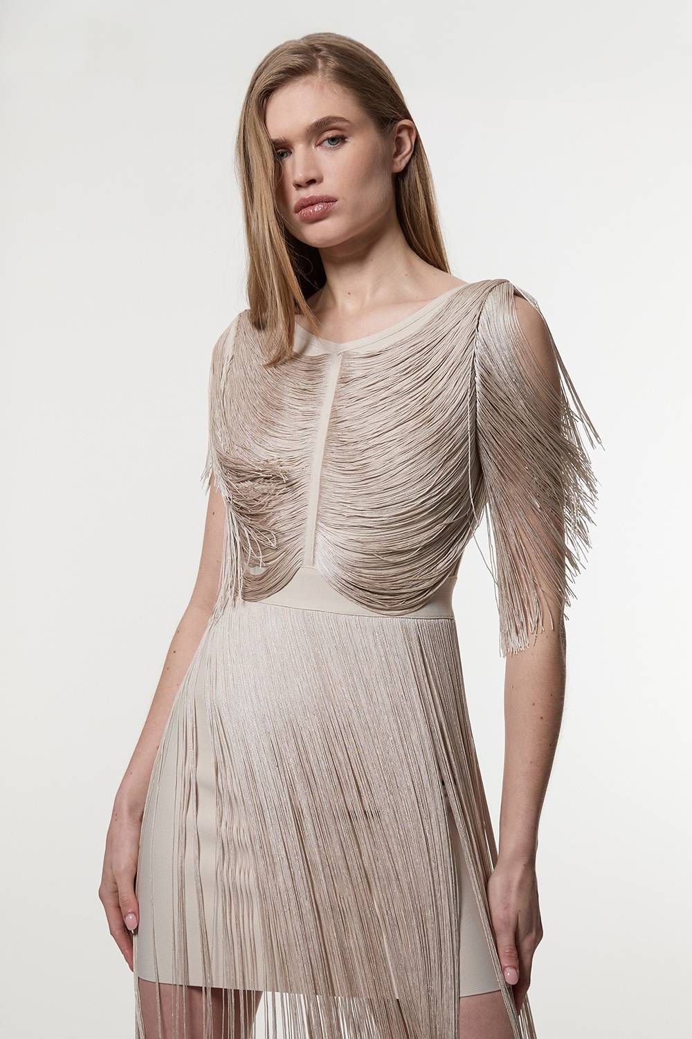 KarenMillen Robe Mini Tricotée À Franges Drapées Maxi Petite