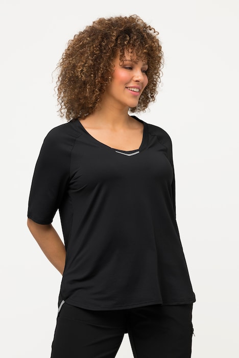 T-Shirt, UV-Schutz 40+, V-Ausschnitt, Halbarm, recycelt