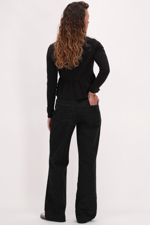 Zwarte jacquard wide leg jeans