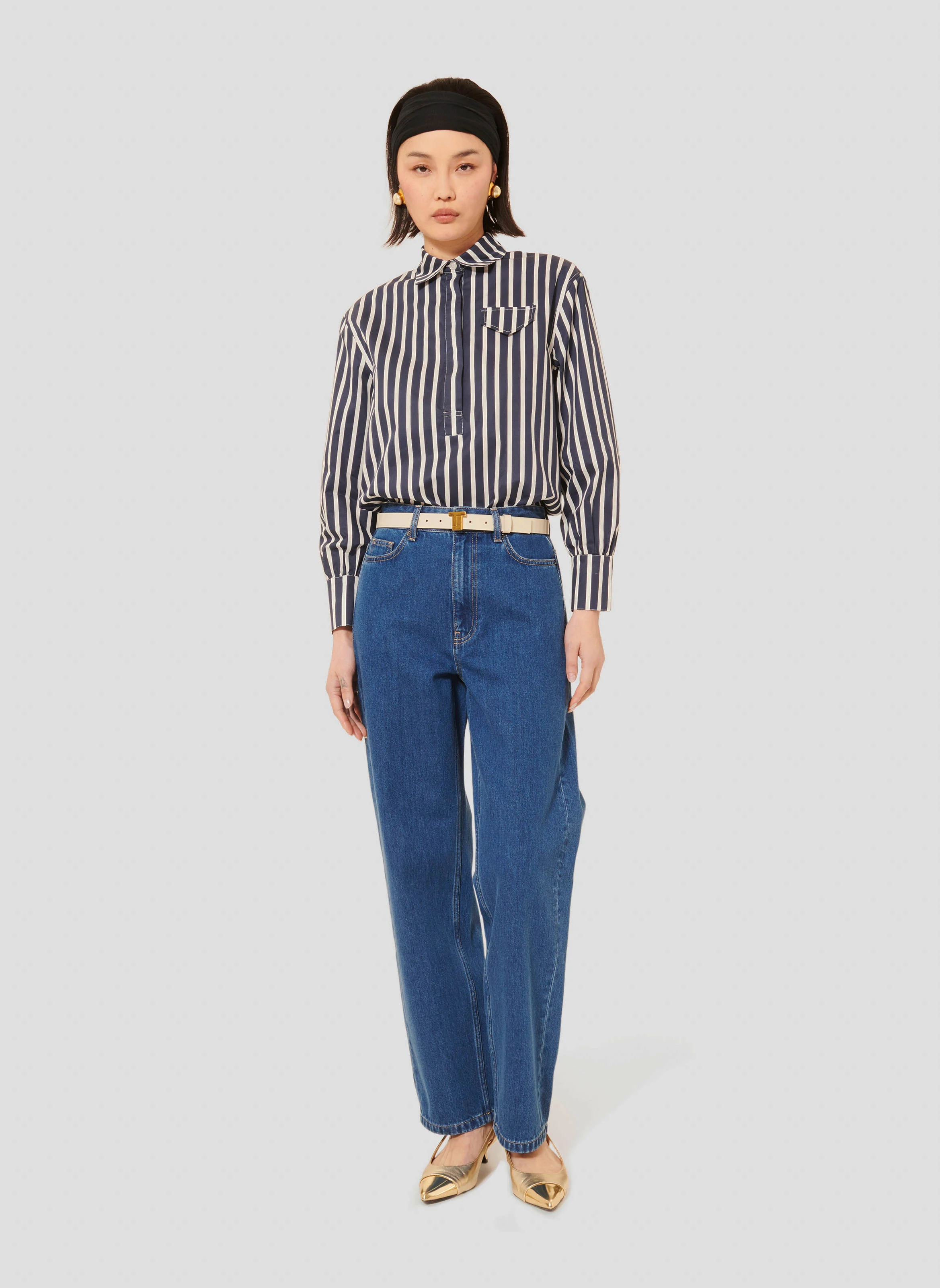 TALLULY - Chemise oversize rayée en coton| Bleu