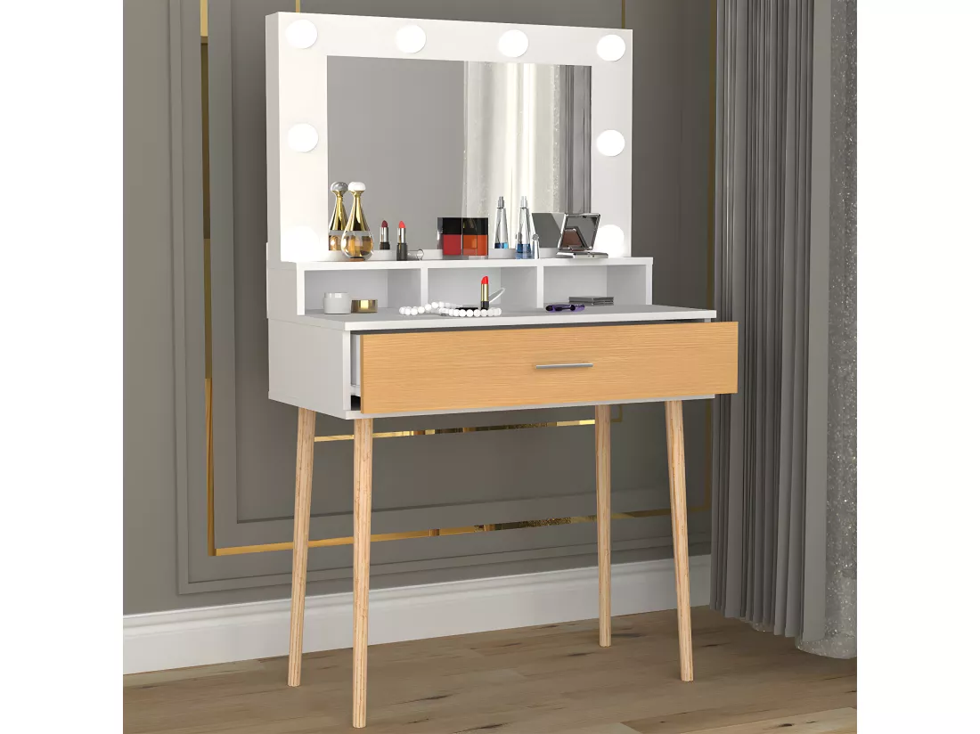 Coiffeuse miroir tiroir Lindas