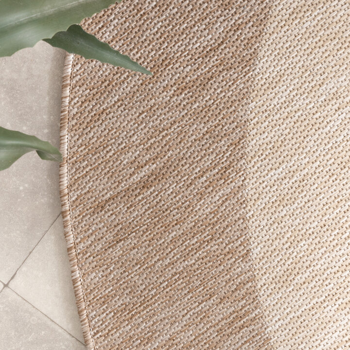 Rond In- & Outdoor vloerkleed - Sierra Border Creme/Beige