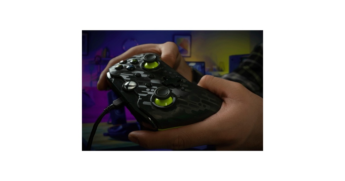 PDPWired Controller - Electric Carbon  (Antraciet/neongroen, Xbox Series X|S, Xbox One, PC)