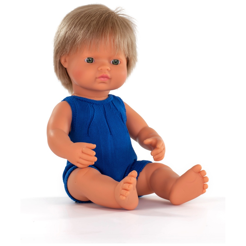 Miniland Lernpuppe Junge Dunkelblond 38cm