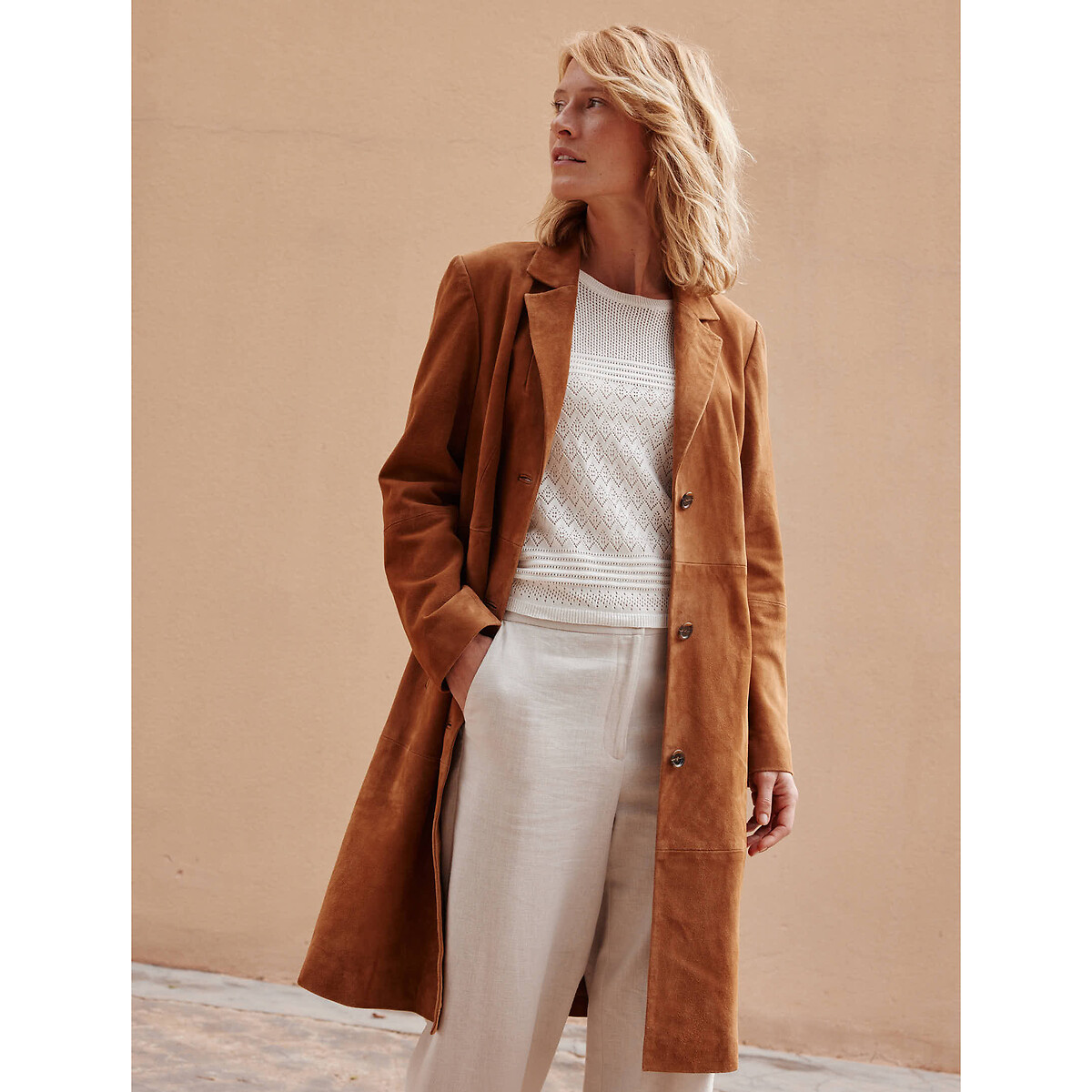 ANNE WEYBURN<br>Calças largas em linho misto