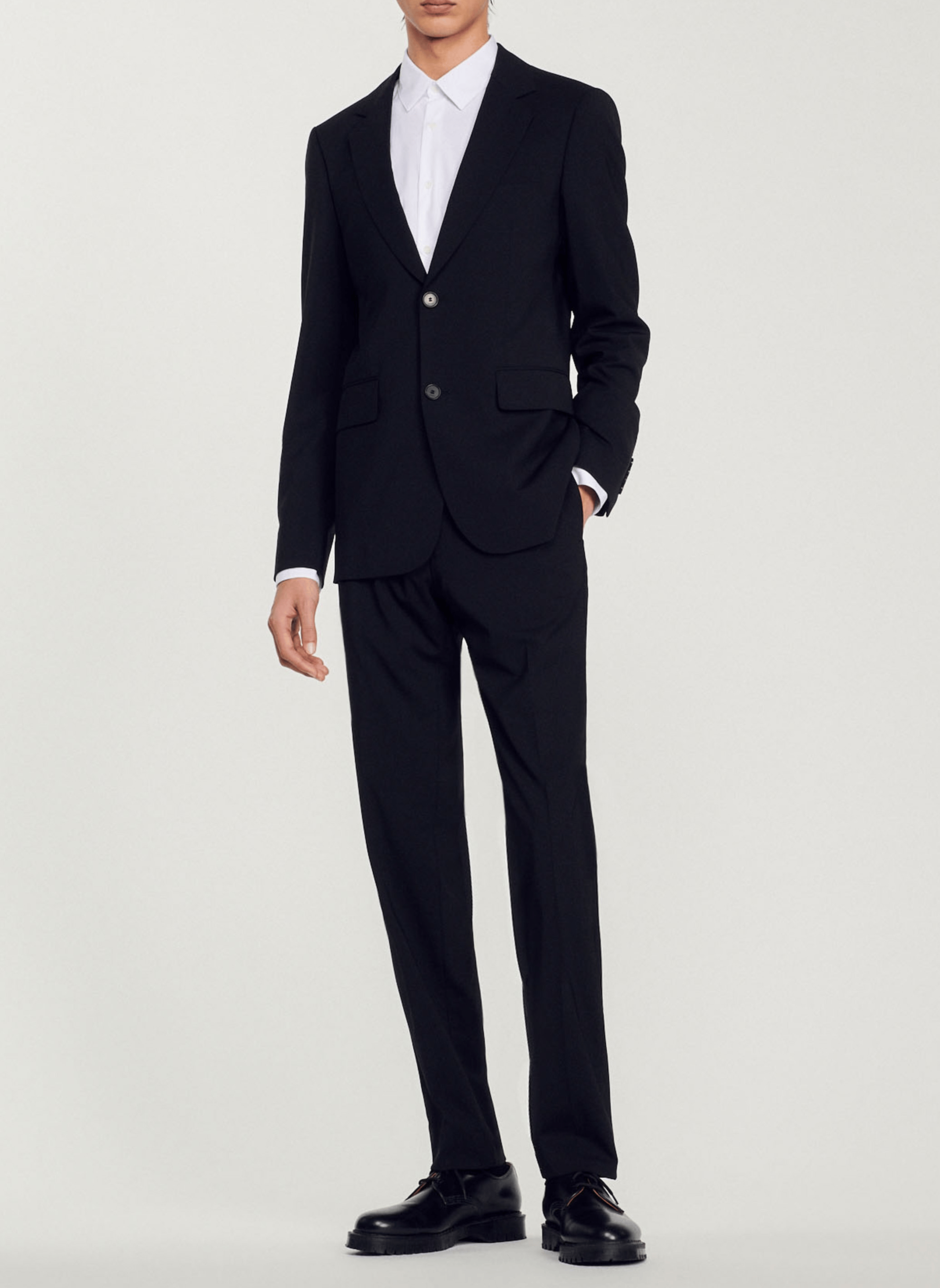 Veste de tailleur en laine mélangée| Noir