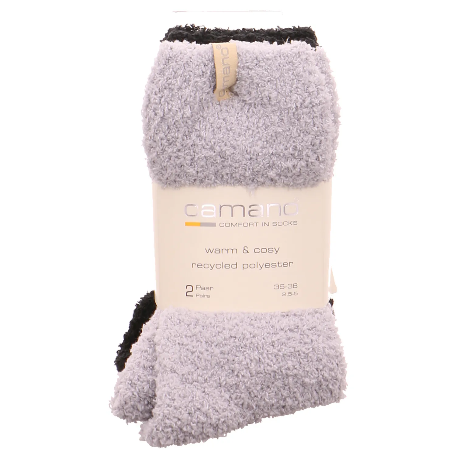 CAMANO Freizeitsocken Schwarz Textil  Socken flauschig 2-ER Pack