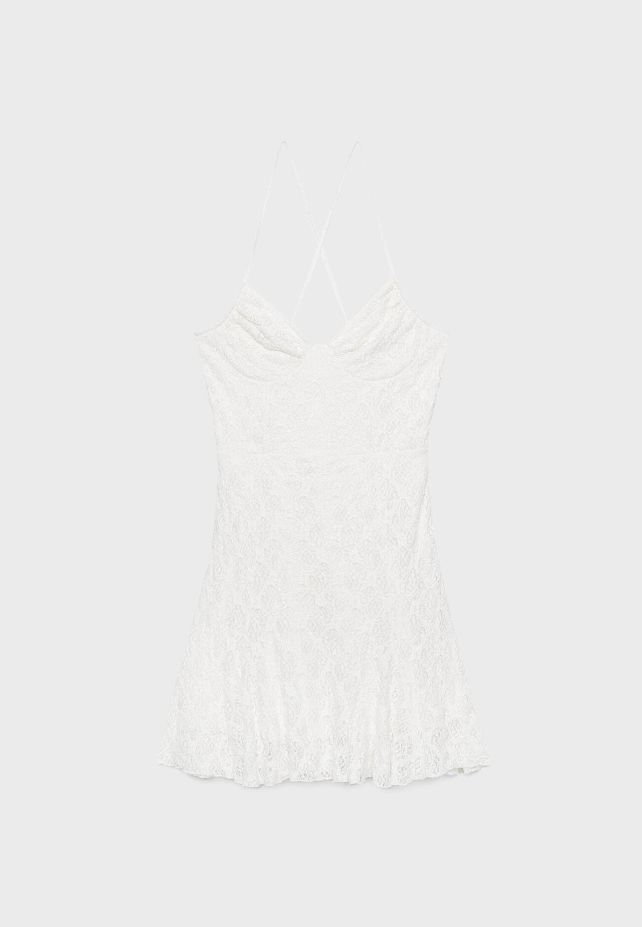 Vestido curto de renda