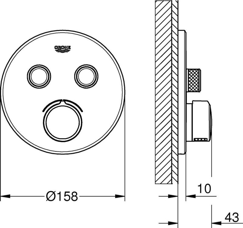 Grohe - SmartControl Douchekraan - Rond - Chroom