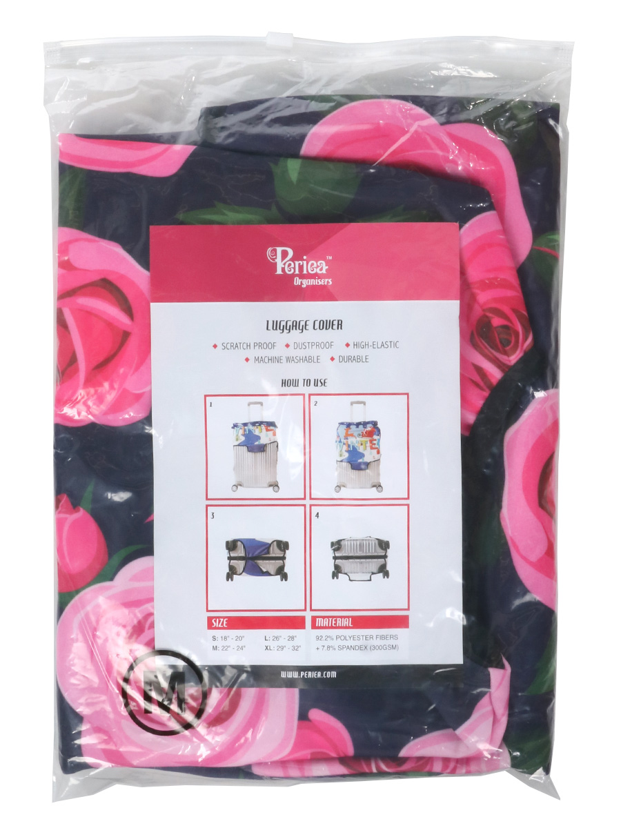 Housse de valise Periea Purple with Pink Roses M