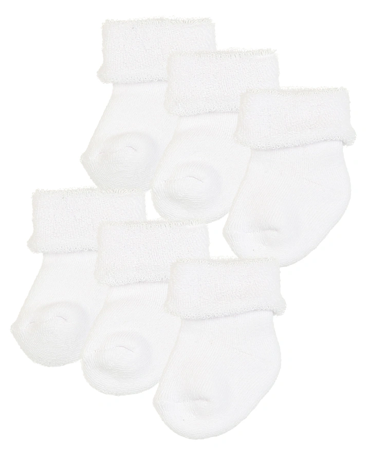 Erstlings-Socken UNI mit Frottee 6er-Pack in weiß