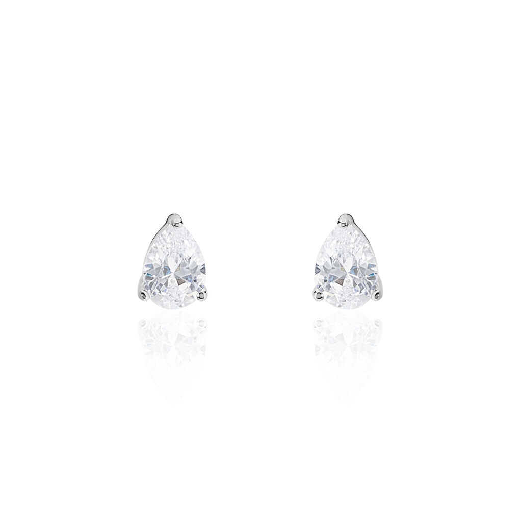 Boucles D'oreilles Puces Clarysse Argent Blanc Oxyde De Zirconium