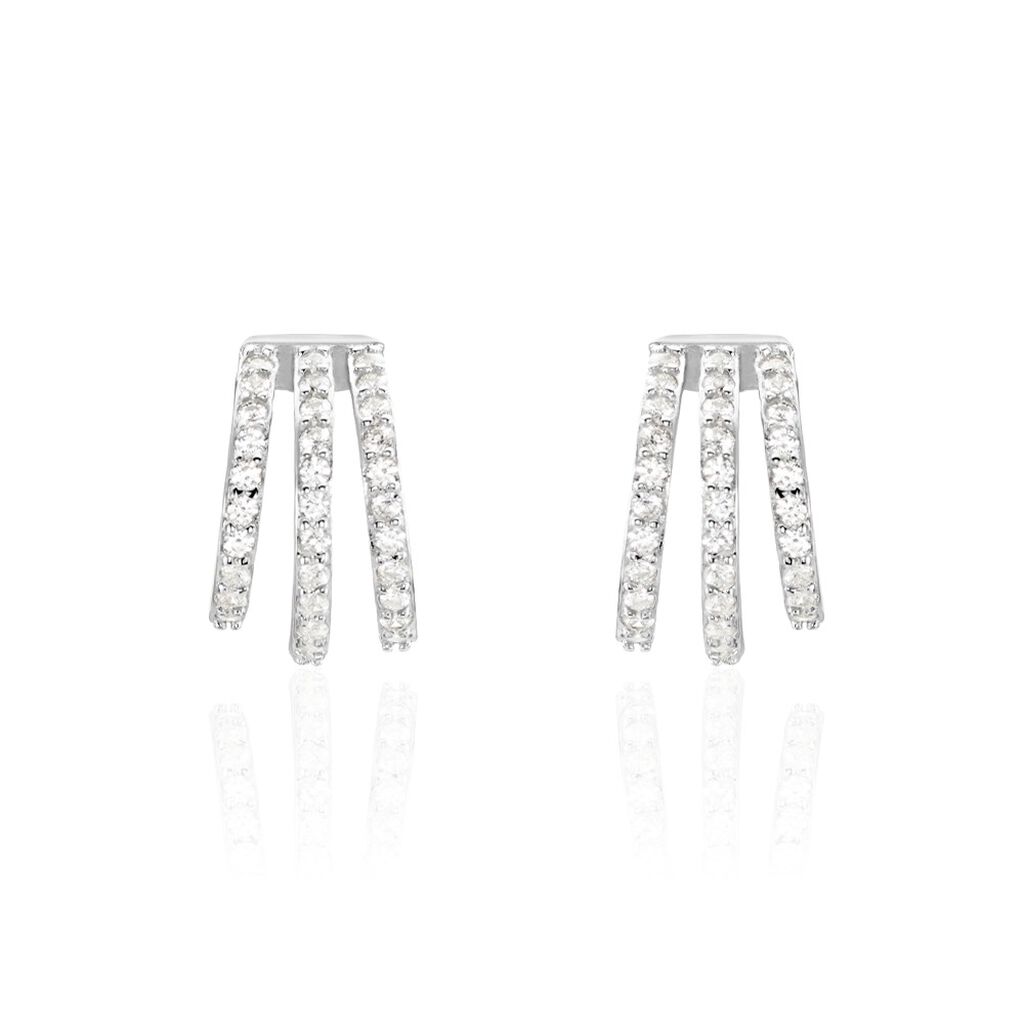 Boucles D'oreilles Pendantes Jachin Argent Blanc Oxyde De Zirconium